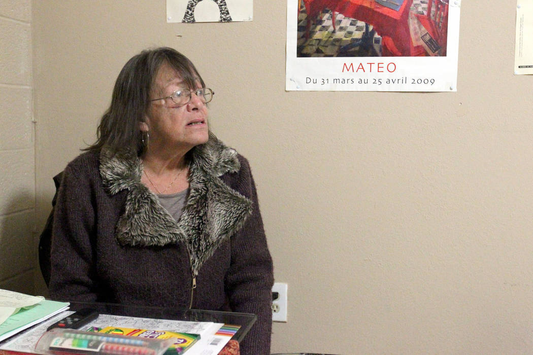 Linda Theubet, a recovering alcoholic who had depression and anxiety attacks, talks to a reporter in Feb. 19, 2018, in her room at the Las Vegas "independent living" home. Rayshauna Roy was found ...