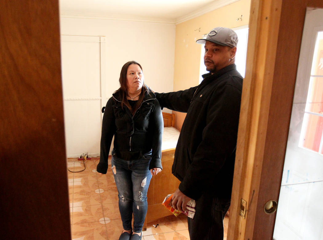 Jersharo Amey, 45, right, and Treva Lee, 44, talk Feb. 19, 2018, about finding Rayshauna Roy dead in her room. She had just been released from North Vista Hospital after a Legal 2000 hold, which i ...