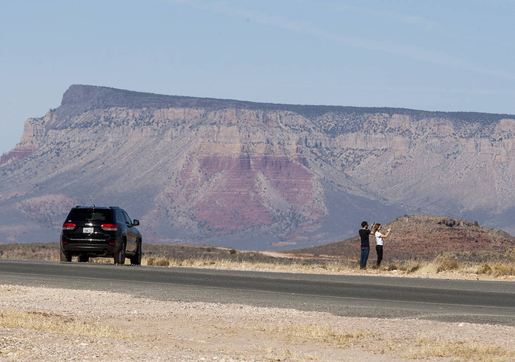 Visitors stop to take photos at Grand Canyon West on the Hualapai Nation Indian Reservation in Arizona on Sunday, Feb. 11, 2018.  Patrick Connolly Las Vegas Review-Journal @PConnPie