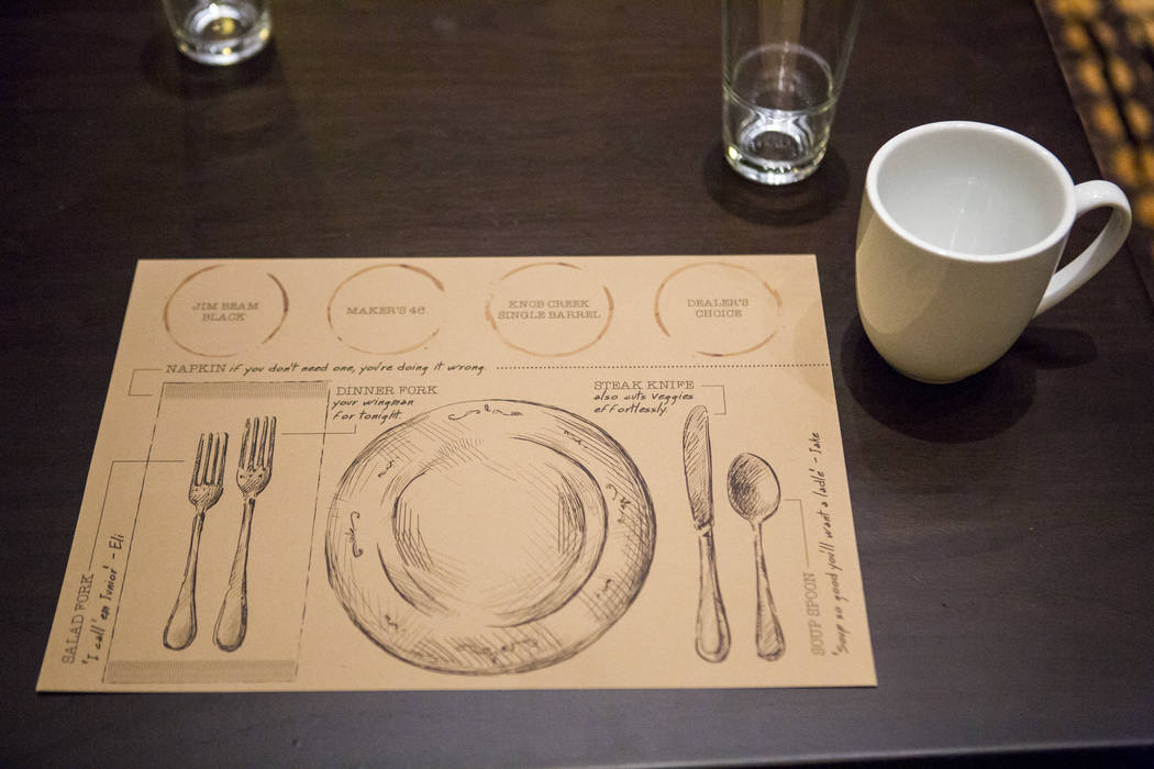 A placemat at the new restaurant Jake & Eli, which replaced the casino floor at the Westin Las Vegas, on Wednesday, Feb. 14, 2018. (Patrick Connolly/Las Vegas Review-Journal) @PConnPie