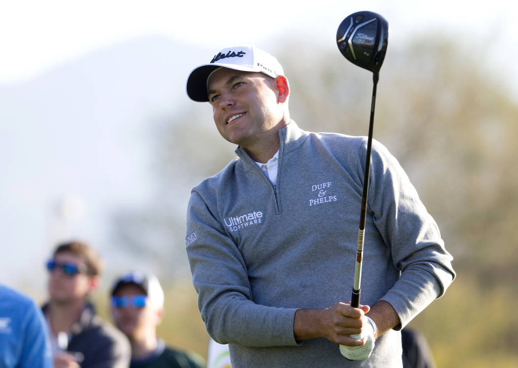 FILE - In this Feb. 2, 2018, file photo, Bill Haas watches his ball from the third tee box during the second round of the Waste Management Phoenix Open golf tournament in Scottsdale, Ariz. Haas ha ...