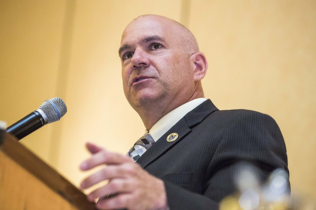 James Dzurenda, the Nevada Department of Corrections director, speaks during officer graduation at Texas Station in May. He said in a recent interview that the state is way behind the curve in inm ...