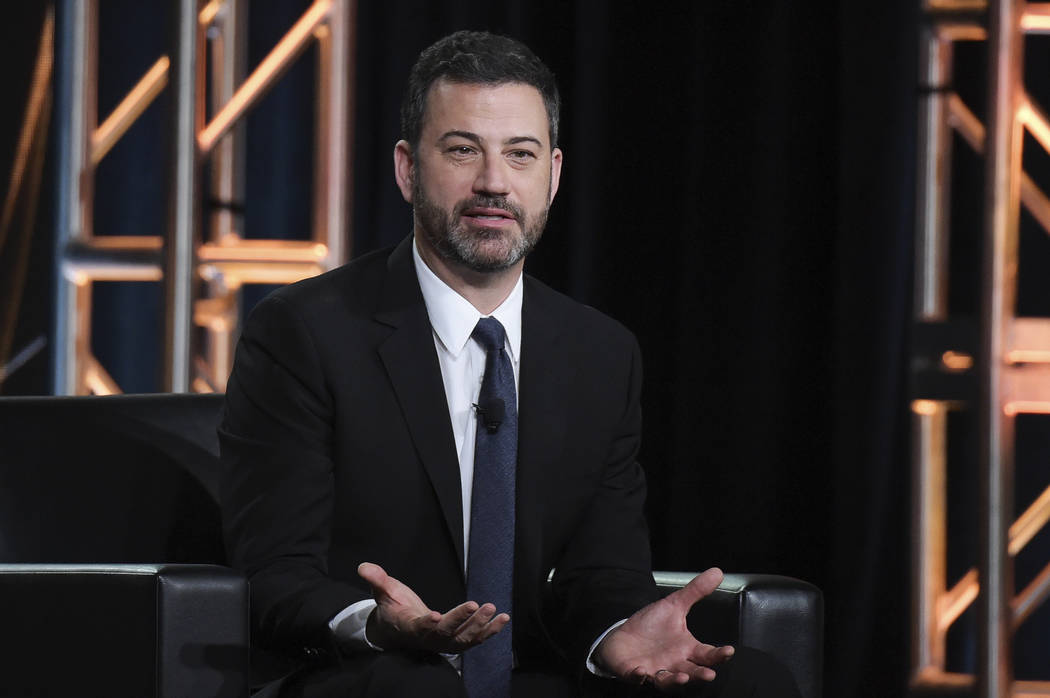 Jimmy Kimmel participates in the "Jimmy Kimmel Live and 90th Oscars" panel during the Disney/ABC Television Critics Association Winter Press Tour in Pasadena, Calif., in January. (Photo by Richard ...
