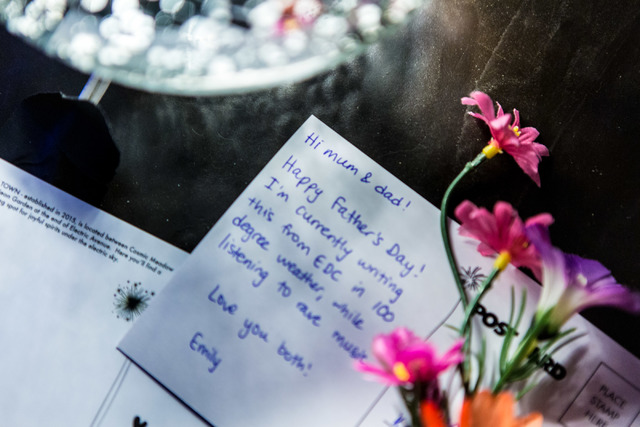 A post card at the Post Office, June 19, 2016. (Elizabeth Brumley//Las Vegas Review-Journal) Follow @elipagephoto