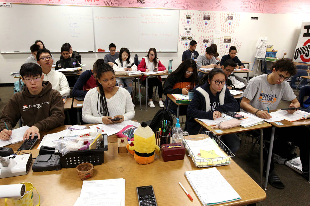 Students in Cassie Arquette's AP Calculus BC class at Clark High School in Las Vegas Tuesday, Feb. 20, 2018. K.M. Cannon Las Vegas Review-Journal @KMCannonPhoto
