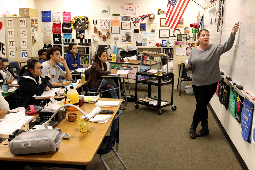 Cassie Arquette teaches AP Calculus BC at Clark High School in Las Vegas Tuesday, Feb. 20, 2018. K.M. Cannon Las Vegas Review-Journal @KMCannonPhoto