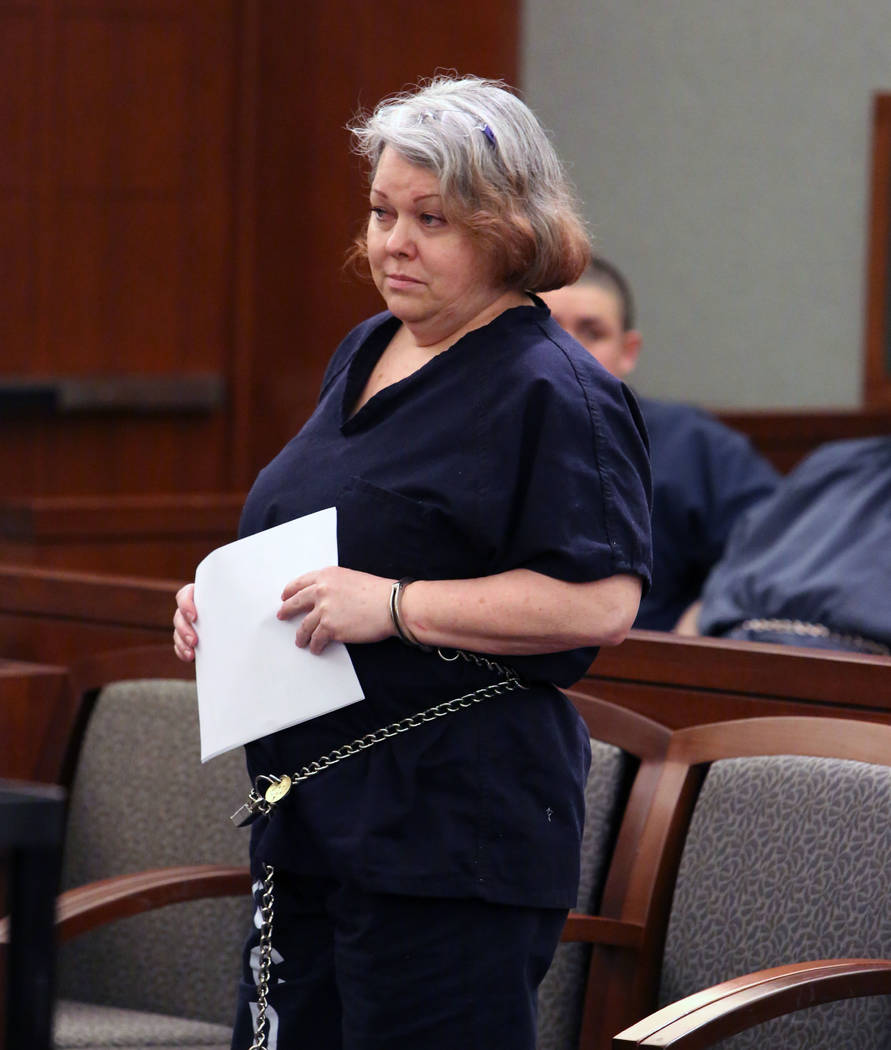 April Parks appears in court at the Regional Justice Center on Wednesday, Feb. 21, 2018, in Las Vegas. (Bizuayehu Tesfaye/Las Vegas Review-Journal) @bizutesfaye