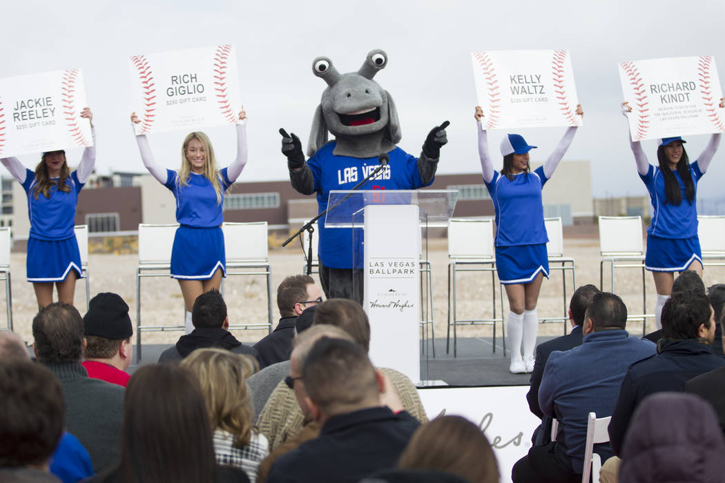Las Vegas 51s mascot Cosmo during the groundbreaking ceremony of the team's future stadium in Summerlin, Las Vegas, Friday, Feb. 23, 2018. Erik Verduzco Las Vegas Review-Journal @Erik_Verduzco