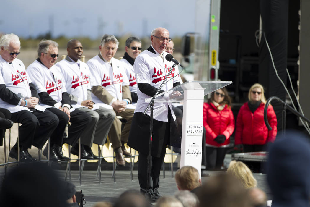 Kevin Orrock, president of Summerlin for The Howard Hughes Corp., during the groundbreaking ceremony for the Las Vegas 51s future ball park in Summerlin, Las Vegas, Friday, Feb. 23, 2018. Erik Ver ...