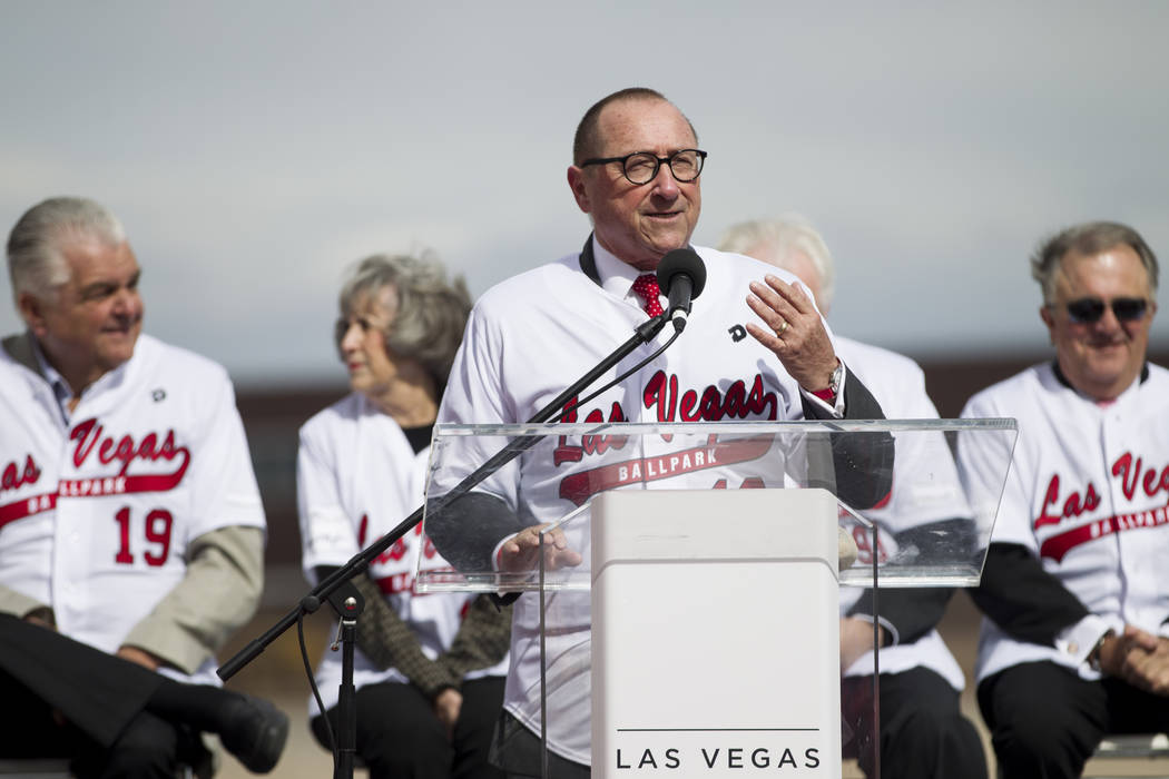 Las Vegas Convention and Visitors Authority president Rossi Ralenkotter during the groundbreaking ceremony for the Las Vegas 51s future ball park in Summerlin, Las Vegas, Friday, Feb. 23, 2018. Er ...