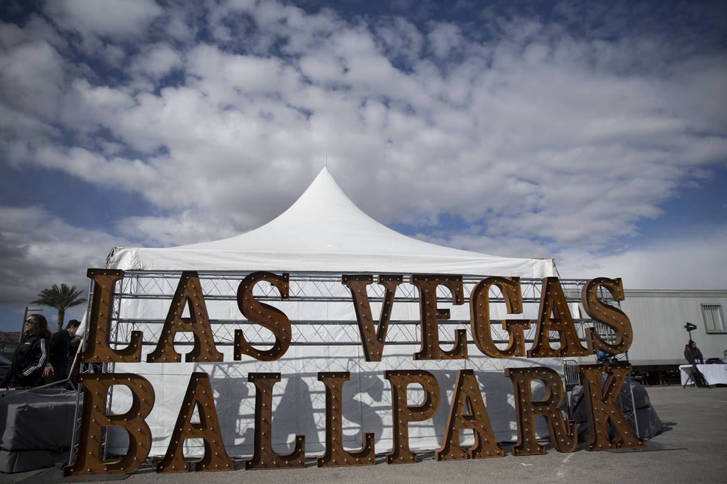 A sign during the groundbreaking ceremony for the Las Vegas 51s future stadium in Summerlin, Las Vegas, Friday, Feb. 23, 2018. Erik Verduzco Las Vegas Review-Journal @Erik_Verduzco
