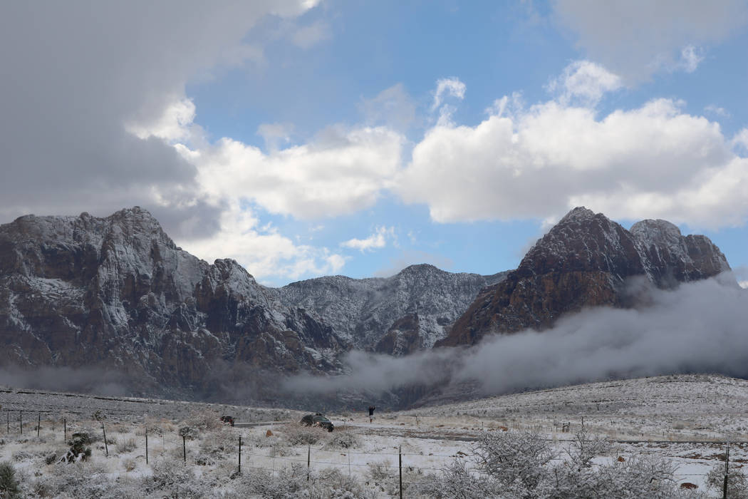 A blanket of snow covers Red Rock Canyon National Conservation Area on Friday, Feb. 23, 2018. (Rochelle Richards/Las Vegas Review-Journal)