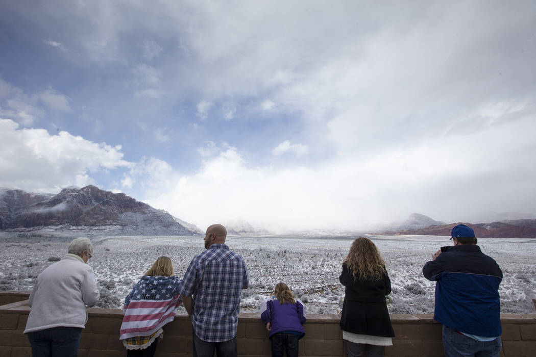 Snowfall at Red Rock Canyon Overlook on Friday, Feb. 23, 2018. Richard Brian Las Vegas Review-Journal @vegasphotograph