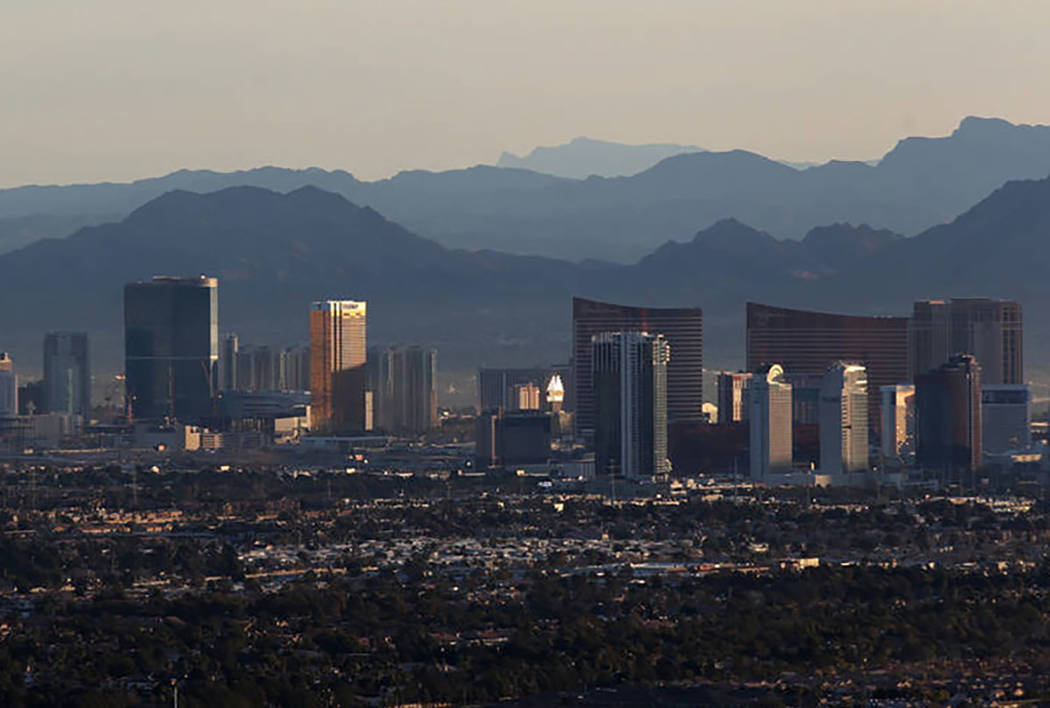 The Las Vegas Strip as seen from a hot air balloon. (K.M. Cannon/Las Vegas Review-Journal)