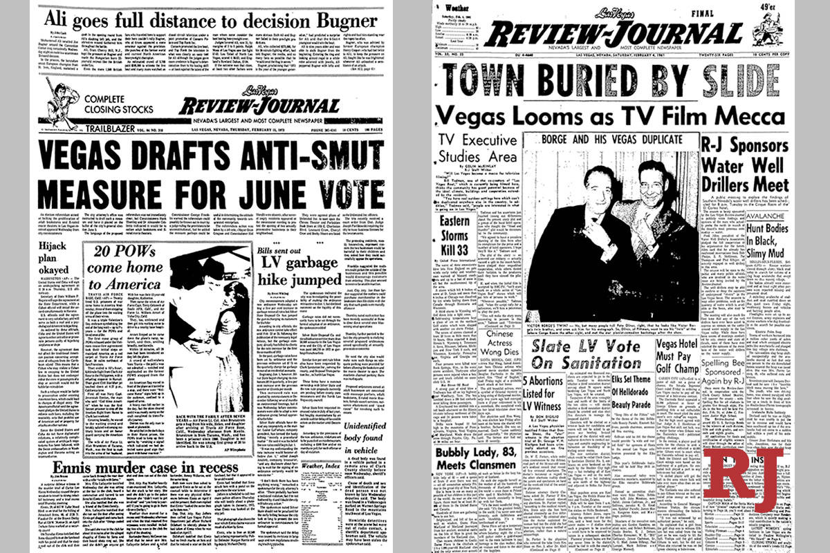 Las Vegas history shown in news pages over decades Las Vegas Review-Journal image