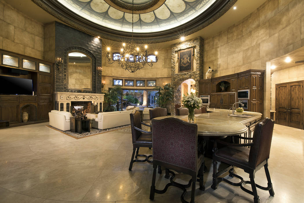 The fire place features lava rock. (Synergy/Sotheby’s International Realty)