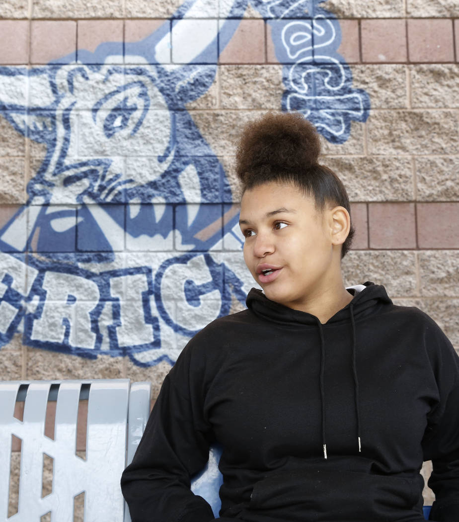 Mack Middle School student, Cindy Spencer, 12, speaks during an interview with the Las Vegas Review-Journal at her school on Thursday Feb.  22, 2018, in Las Vegas. Bizuayehu Tesfaye/Las Vegas Revi ...