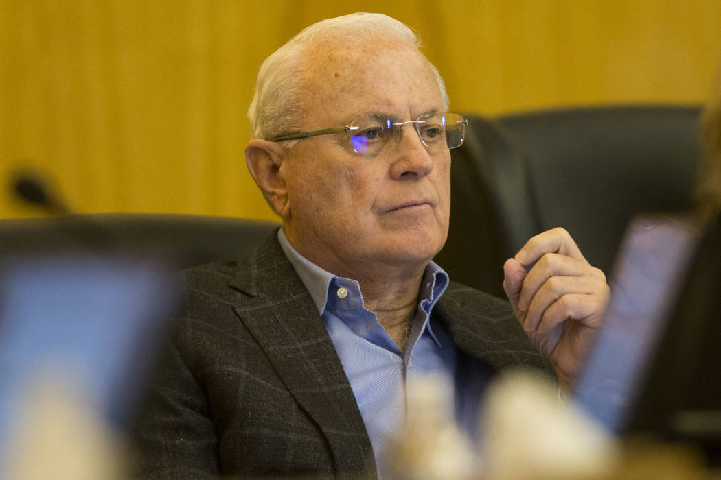 Board member Tito Tiberti during a Las Vegas Stadium Authority meeting at the Clark County Commission Chambers in Las Vegas, Thursday, March 1, 2018. Erik Verduzco Las Vegas Review-Journal @Erik_V ...