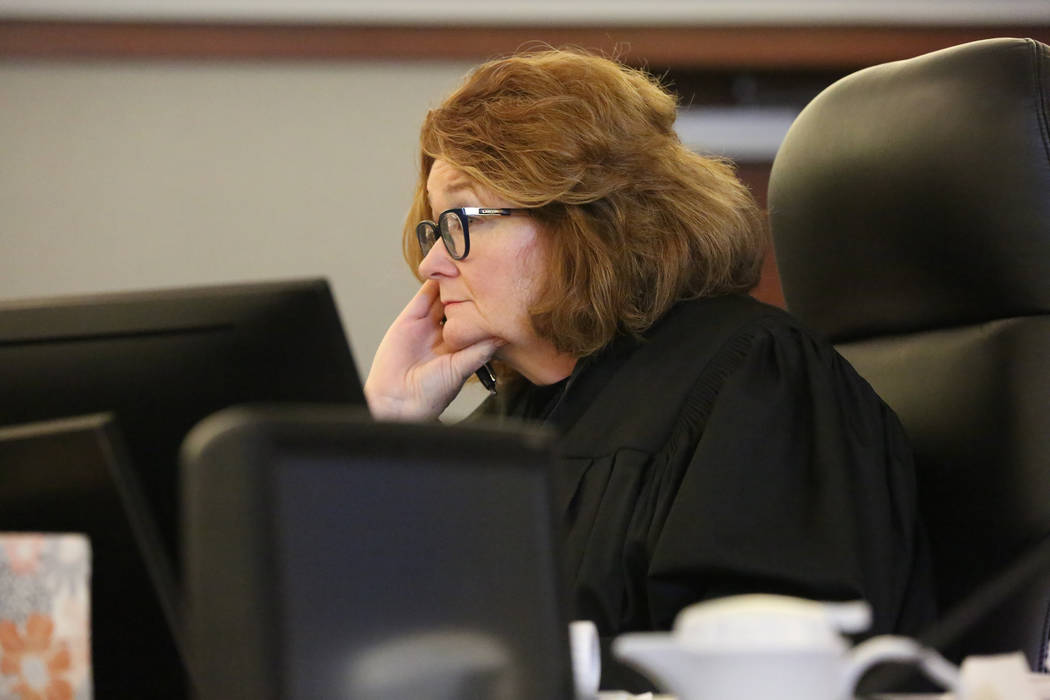 Judge Gloria Sturman considers a request to assign Larry Bertsch as special administrator of the estate of Stephen Paddock during a hearing on Thursday, March 1, 2018 at the Regional Justice Cente ...