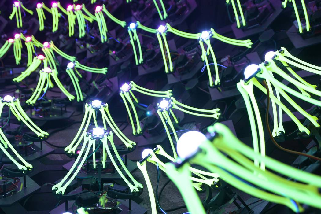 "Light Play," an interactive installation by Sarah Petkus and Mark Koch that incorporates miniature delta robots, opens March 27 at Windmill Library. (Las Vegas-Clark County Library District)