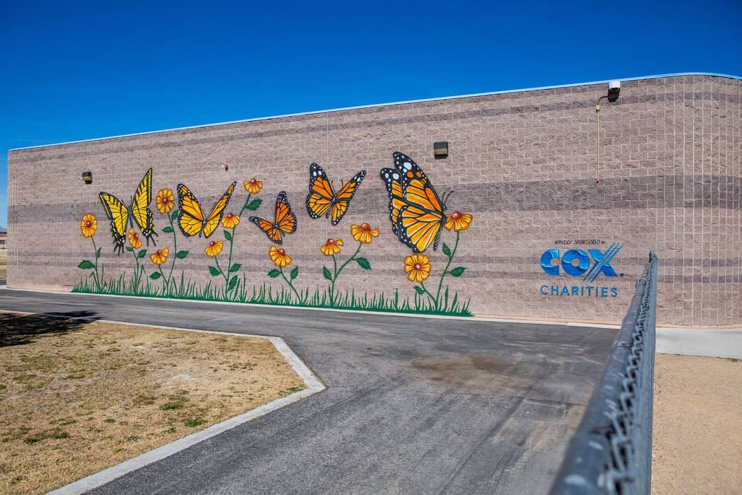 A mural sponsored by Cox Charities was part of improvements to H. P. Fitzgerald Elementary School in North Las Vegas on Tuesday, March 6, 2018.  Patrick Connolly Las Vegas Review-Journal @PConnPie
