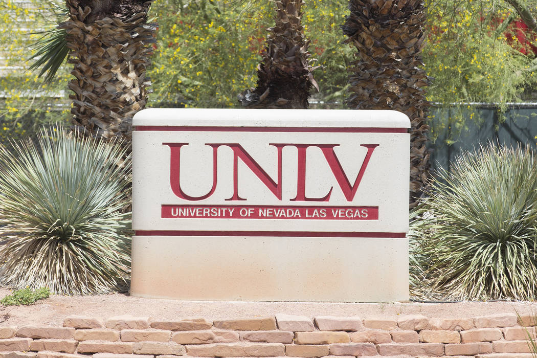 A UNLV sign. Bridget Bennett Las Vegas Review-Journal @bridgetkbennett