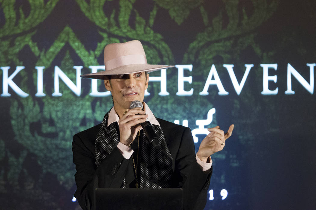Perry Farrell, artist and chief visionary officer for Immersive Artistry, during a press conference for the future Kind Heaven entertainment venue, at the The Linq hotel-casino in Las Vegas, Tuesd ...