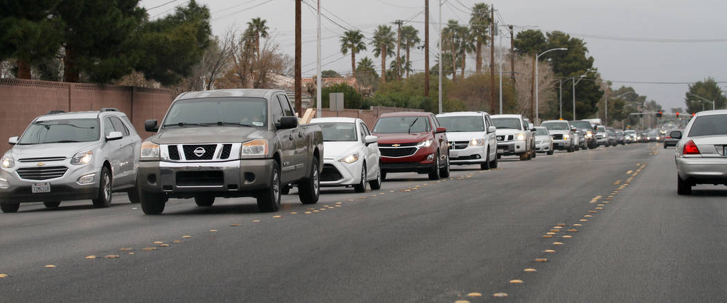 Traffic back up on Rancho Drive in Las Vegas, Saturday, March 10, 2018. 
Chitose Suzuki Las Vegas Review-Journal @chitosephoto