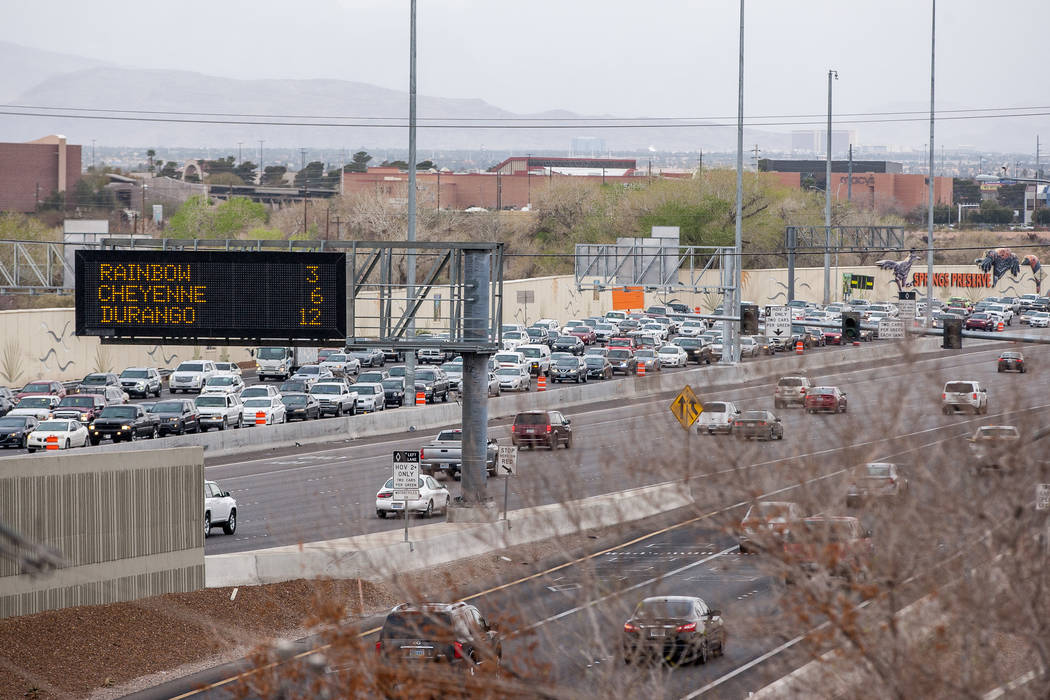 Traffic is backed up on U.S. Highway 95 due to construction in Las Vegas on Saturday, March 10, 2018. 
Patrick Connolly Las Vegas Review-Journal @PConnPie