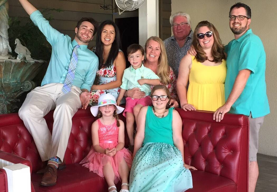 Robert Hunter, third from right, with his wife, children, in-laws and grandchildren on Easter in 2017. (Courtesy of Jenn Moss)