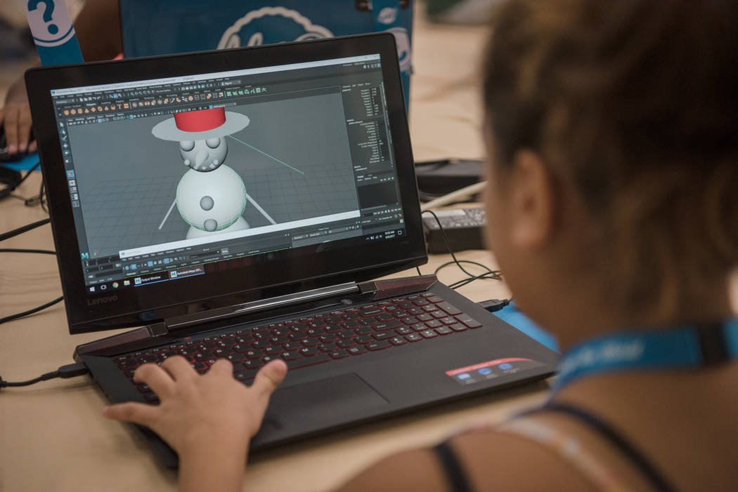 A 3-D model of a snowman in progress during Alexa Cafe at Girl Scouts of Southern Nevada on Tuesday, Aug. 8, 2017, in Las Vegas. (Morgan Lieberman/Las Vegas Review-Journal)