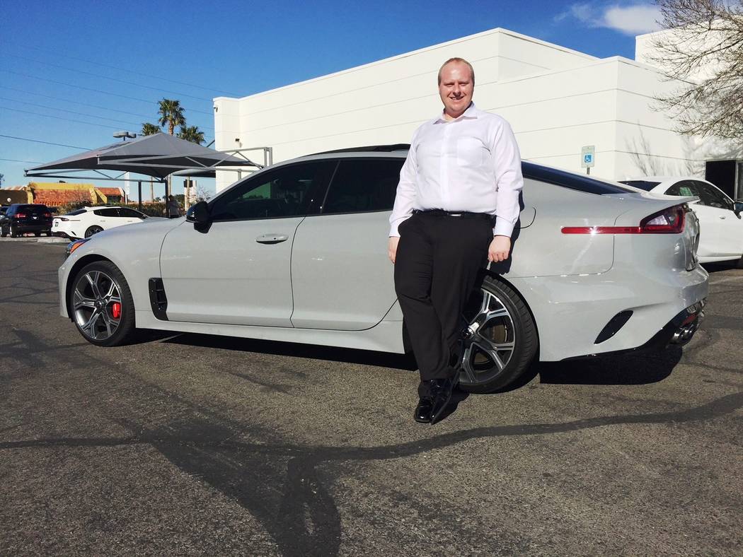 Findlay
Findlay Kia general sales manager Mark Olson is seen with his 2018 Kia Stinger at the dealership at 5325 W. Sahara Ave. Olson was the first person to buy a 2018 Stinger in Las Vegas.