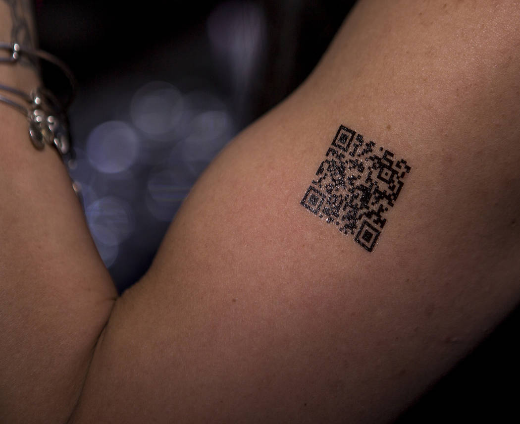 Customers can pay for services using QR code temporary tattoos and virtual currency at the Legends Room in Las Vegas on Wednesday, March 21, 2018. Patrick Connolly Las Vegas Review-Journal @PConnPie