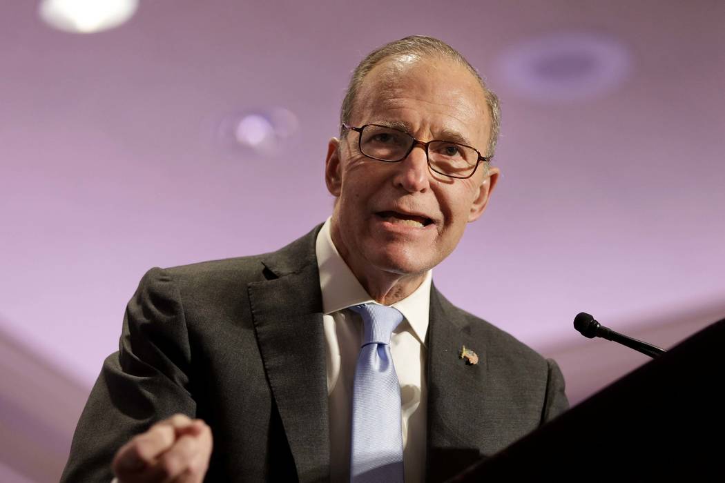 Larry Kudlow speaks at the New York State Republican Convention in Rye Brook, N.Y., May 14, 2014. On Tuesday, March 13, 2018, President Donald Trump said he was looking “very strongly” at nami ...