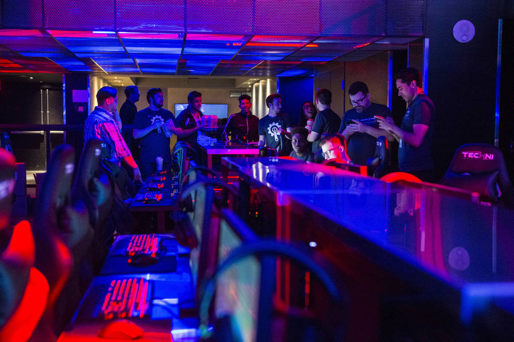 Final touches are made at Esports Arena Las Vegas hours before the grand opening at the Luxor in Las Vegas on Thursday, March 22, 2018. Chase Stevens Las Vegas Review-Journal @csstevensphoto