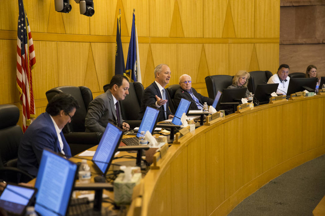 A Las Vegas Stadium Authority meeting at the Clark County Commission Chambers in Las Vegas, Thursday, March 1, 2018. Erik Verduzco Las Vegas Review-Journal @Erik_Verduzco
