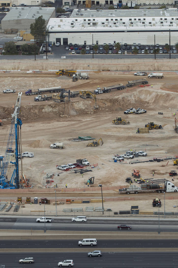 The site of the future Raiders stadium as seen from the roof of Mandalay Bay in Las Vegas, Friday, March 9, 2018. Erik Verduzco Las Vegas Review-Journal @Erik_Verduzco