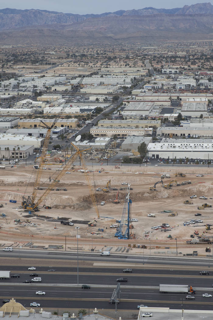 The site of the future Raiders stadium as seen from the roof of Mandalay Bay in Las Vegas, Friday, March 9, 2018. Erik Verduzco Las Vegas Review-Journal @Erik_Verduzco