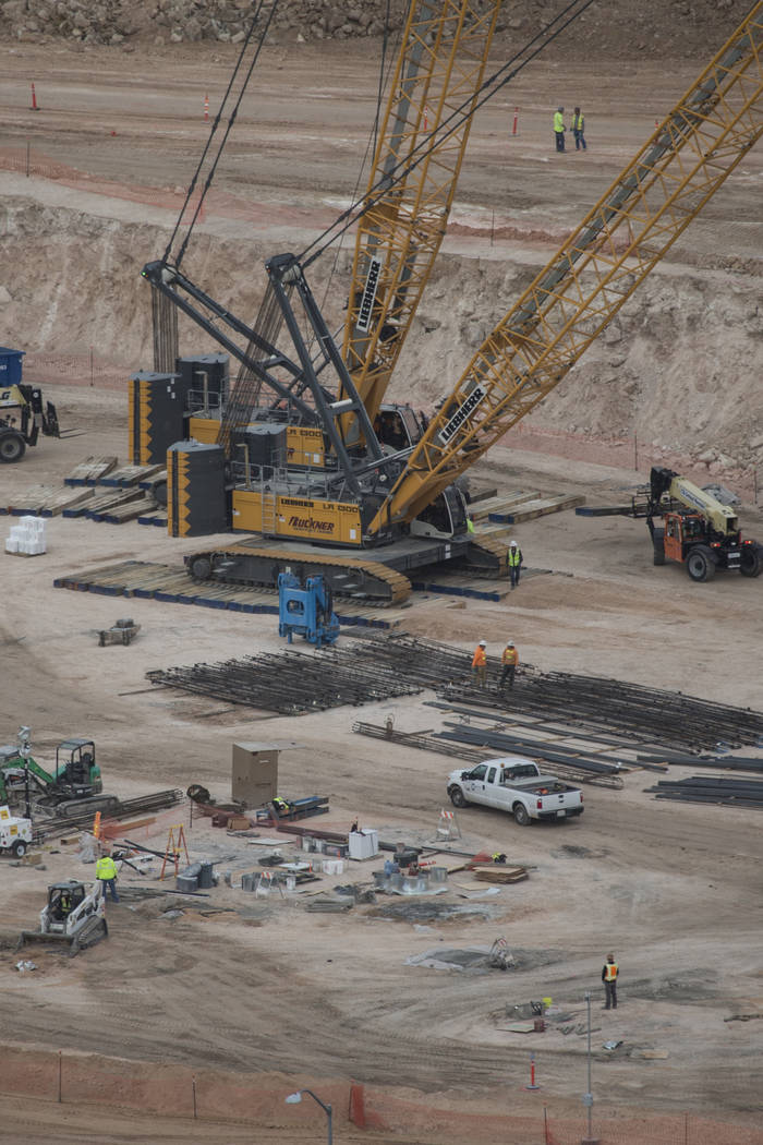 The site of the future Raiders stadium as seen from the roof of Mandalay Bay in Las Vegas, Friday, March 9, 2018. Erik Verduzco Las Vegas Review-Journal @Erik_Verduzco