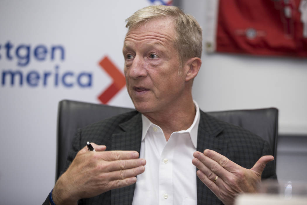 Tom Steyer, founder of NextGen America, during a press conference on immigration at the Culinary Workers Union Local 226 in Las Vegas, on Wednesday, Aug. 23, 2017. Erik Verduzco Las Vegas Review-J ...