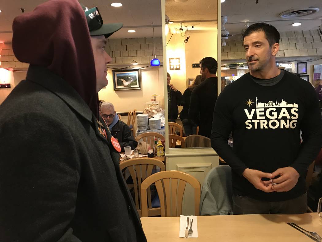 David Maynard, a bartender at Route 91 Harvest Festival, meets with other mass shooting survivors before the March For Our Lives. Gary Martin Las Vegas Review-Journal @garymartindc