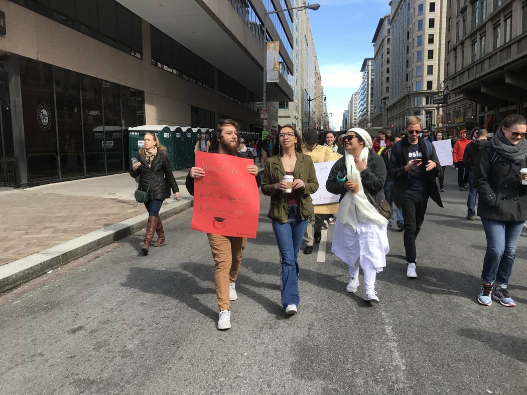 David Lopez-Wade, Caitlyn Caruso and Cecelia Gonzalez of Las Vegas at the March for Our Lives in Washington D.C. Gary Martin Las Vegas Review-Journal @garymartindc