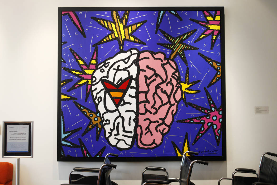 A painting and wheelchairs in the lobby at the Cleveland Clinic in Las Vegas, Monday, March 26, 2018. A new study released Tuesday by the Alzheimer's Association reports that Nevada will see a lar ...