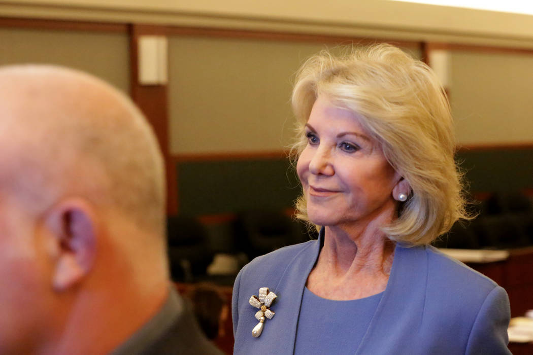 Elaine Wynn exits the courtroom at the Regional Justice Center after testifying in a suit against Wynn Resorts on Wednesday, March 28, 2018. Michael Quine/Las Vegas Review-Journal @Vegas88s
