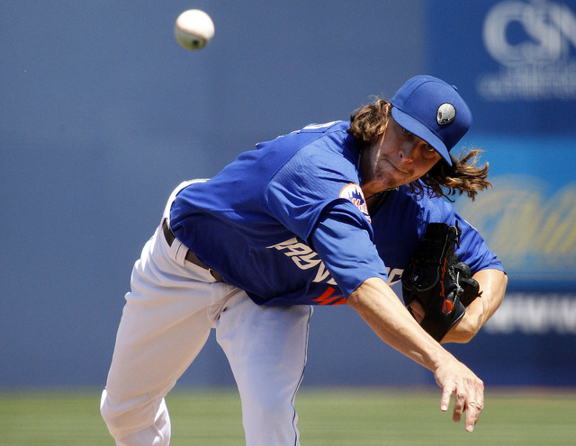 Jacob deGrom pitches against the El Paso Chihuahuas during the second game of the 51s ten game home stand at Cashman Field in Las Vegas on Sunday, April 20, 2014. Degrom is off to one of the best  ...