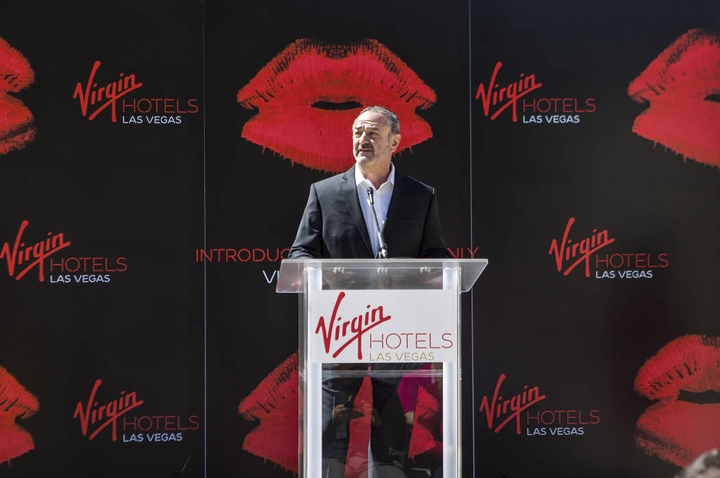 Virgin Group Partner and Property CEO Richard "Boz" Bosworth speaks at a press conference at the Hard Rock Hotel in Las Vegas on Friday, March 30, 2018.  Patrick Connolly Las Vegas Revie ...