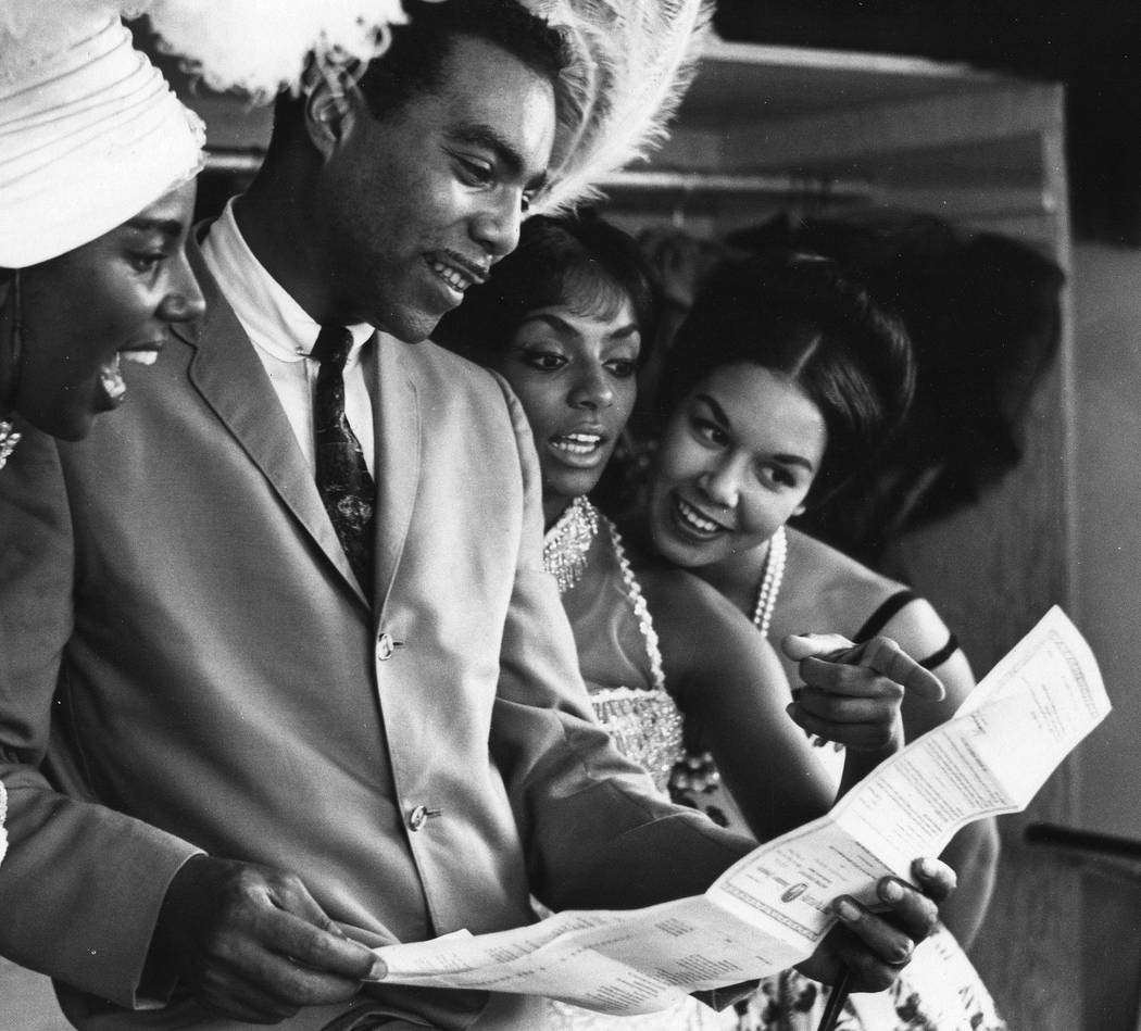 William "Bob" Bailey is pictured with showgirls in this undated Review-Journal file photo. (Las Vegas Review-Journal)