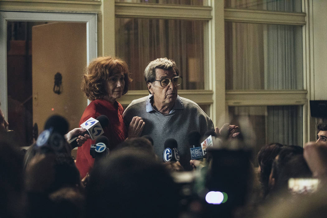 Kathy Baker and Al Pacino in a scene from "Paterno," which debuts Saturday on HBO.
photo: Atsushi Nishijima/HBO