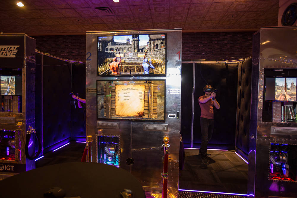 A Boyd employee demonstrates IGT's new virtual-reality game on Friday, March 23, 2018, at The Orleans in Las Vegas. Todd Prince Review-Journal