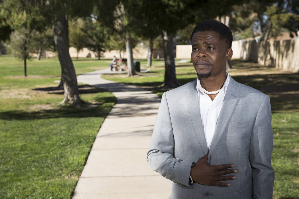 La Don Henry, a transgender military veteran who is running for State Assembly, at Laurelwood Park in Las Vegas, Tuesday, March 27, 2018. Erik Verduzco Las Vegas Review-Journal @Erik_Verduzco